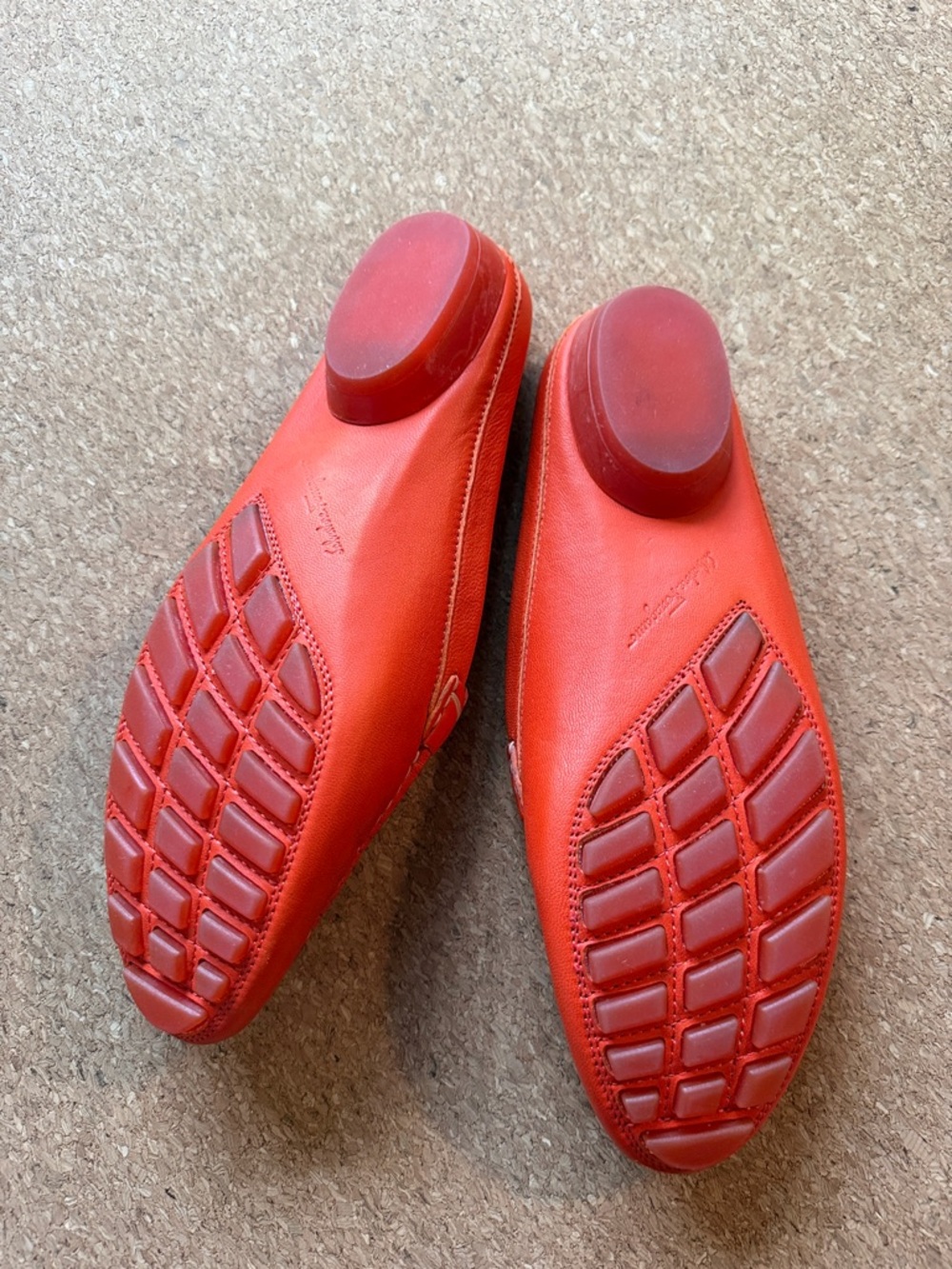 Salvatore Ferragamo Coral Red Leather Gancini Bit Loafers - Picture 2 of 4